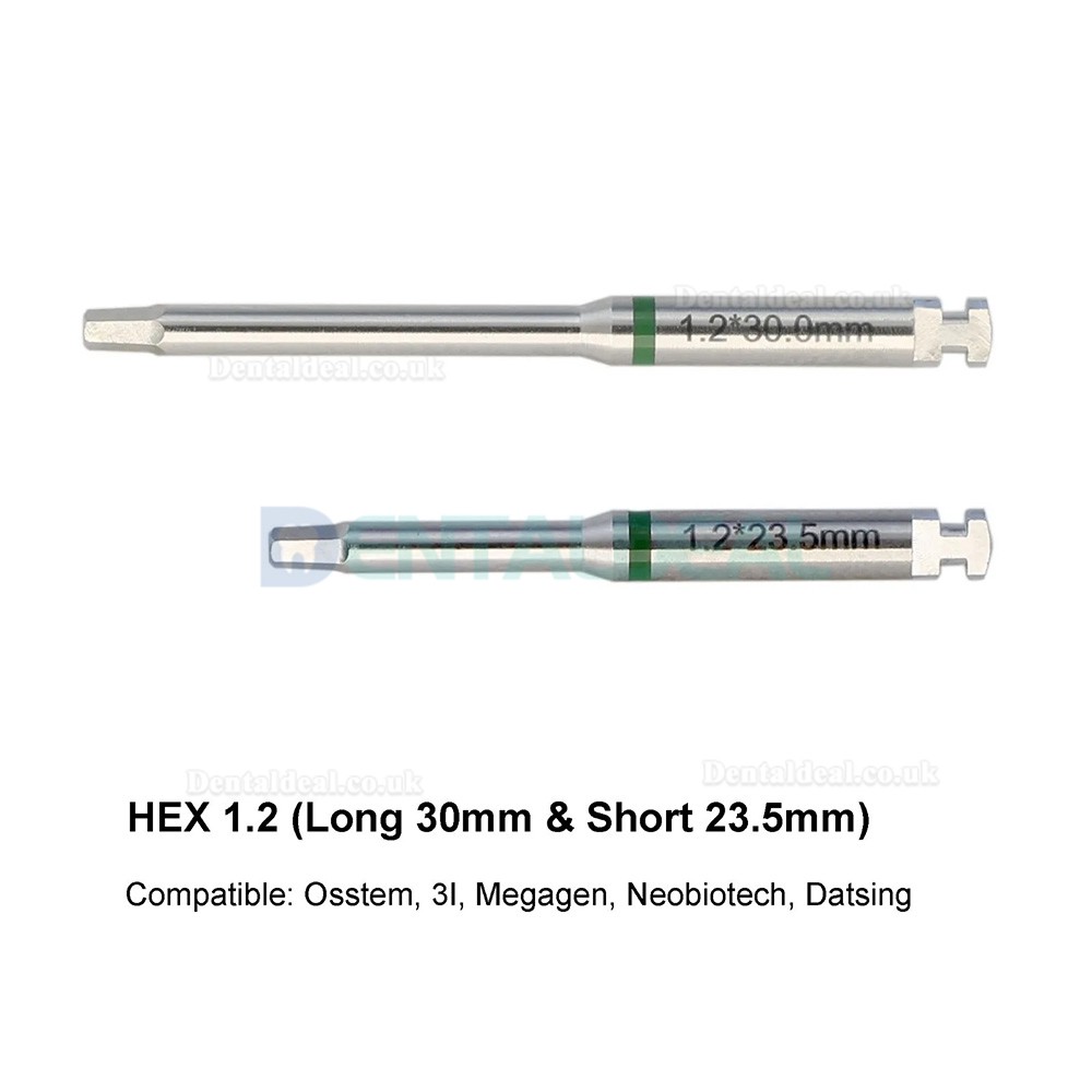 Dental Implant Hex Abutment Latch Driver Set in Stainless Steel Long and Short
